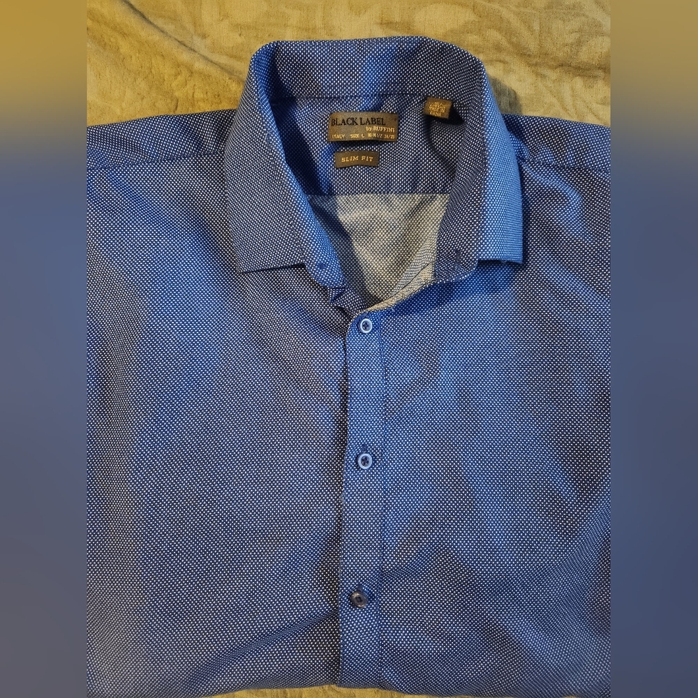 Black Label by Ruffini Blue Casual Button Down Shirt